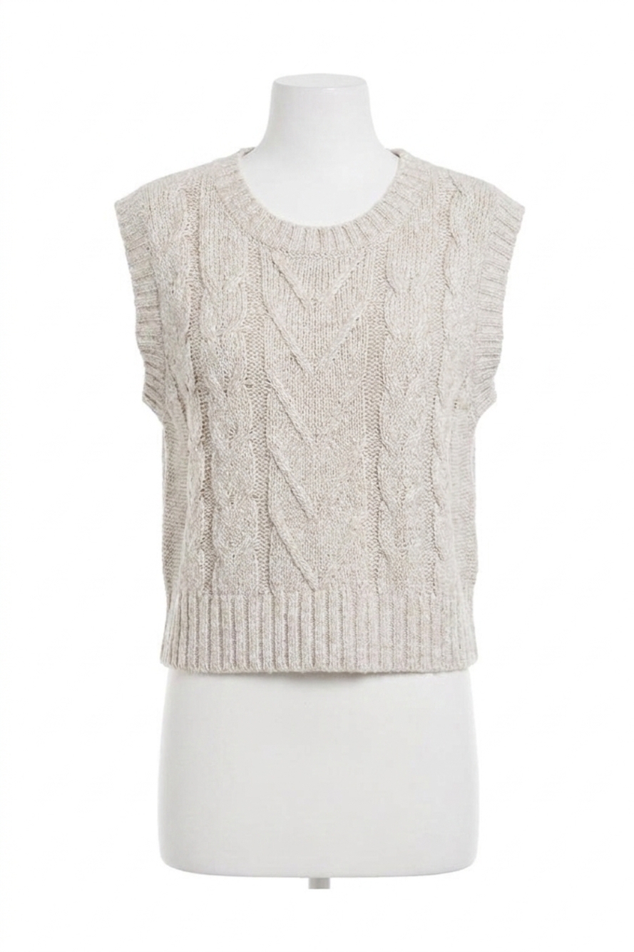 NEW TRIBAL claire crop sweater vest in ecru marl